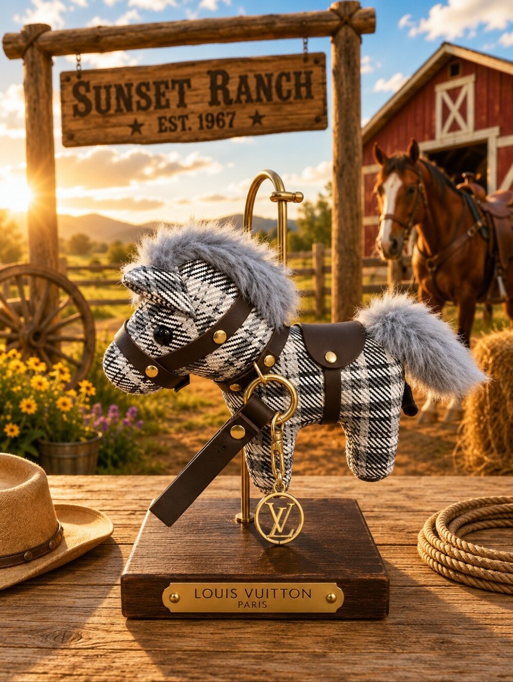 Pony Bag Charm with Gold Hardware